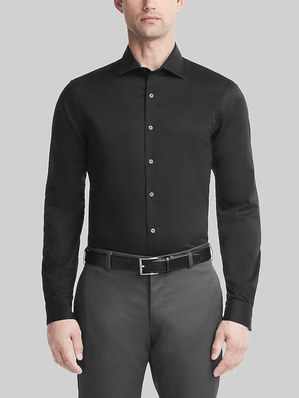 Van Heusen Black Men's Long Sleeve Dress Shirt